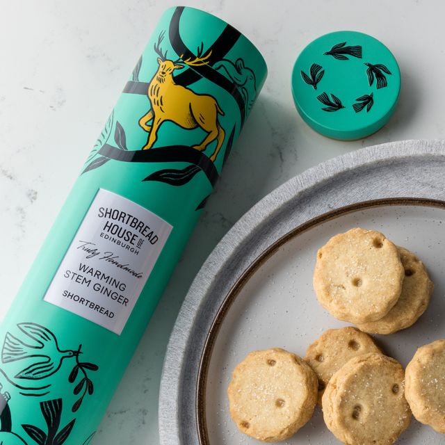 Eden Range Tin of Truly Handmade Shortbread Biscuits with Warming Stem Ginger - 250g