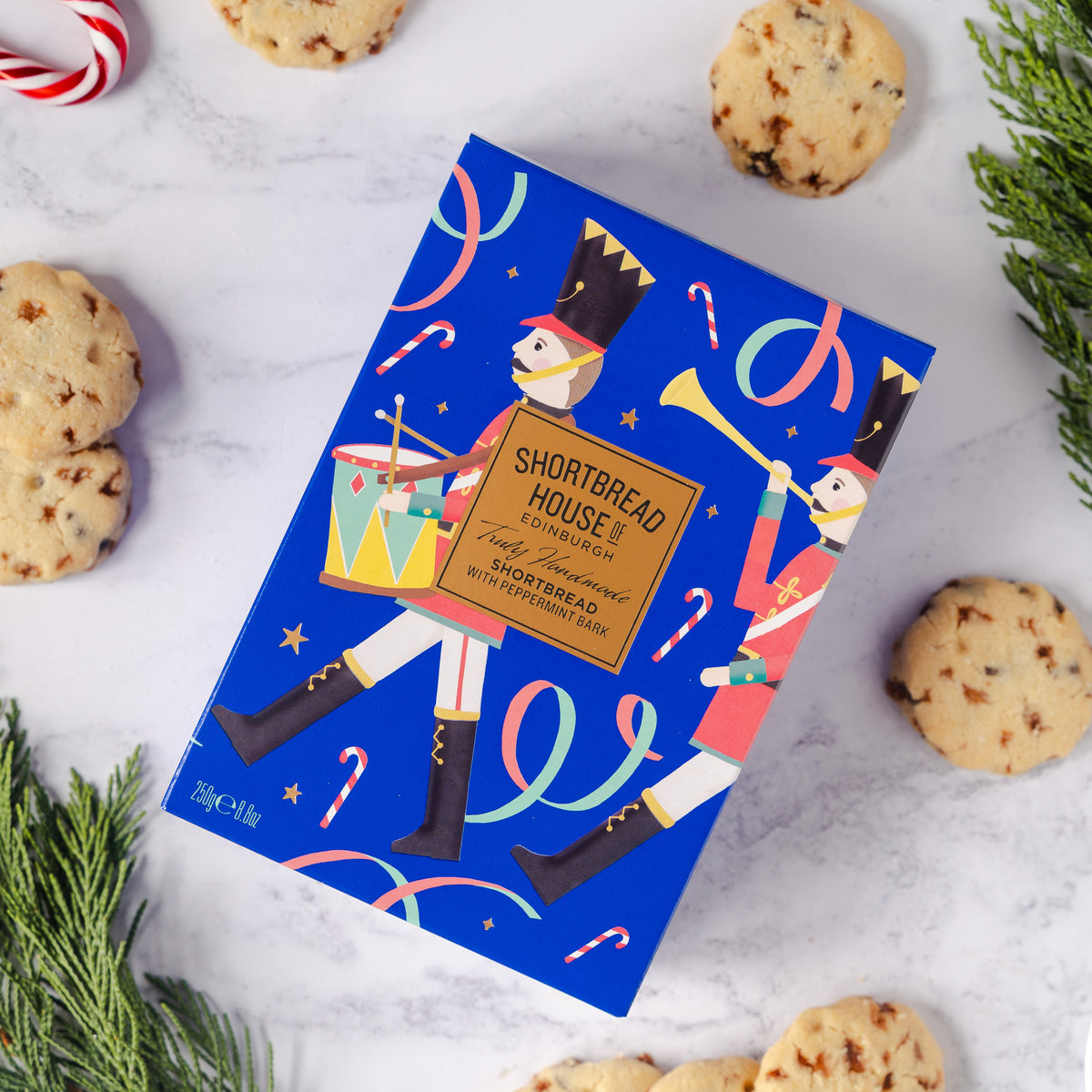 Case of 6 - 250g Box of Truly Handmade Peppermint Bark Shortbread