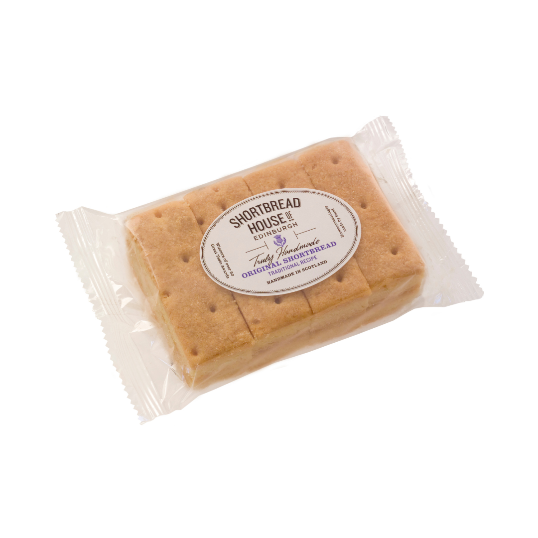 Cellophane wrapped packet of 8 shortbread fingers, original flavour.