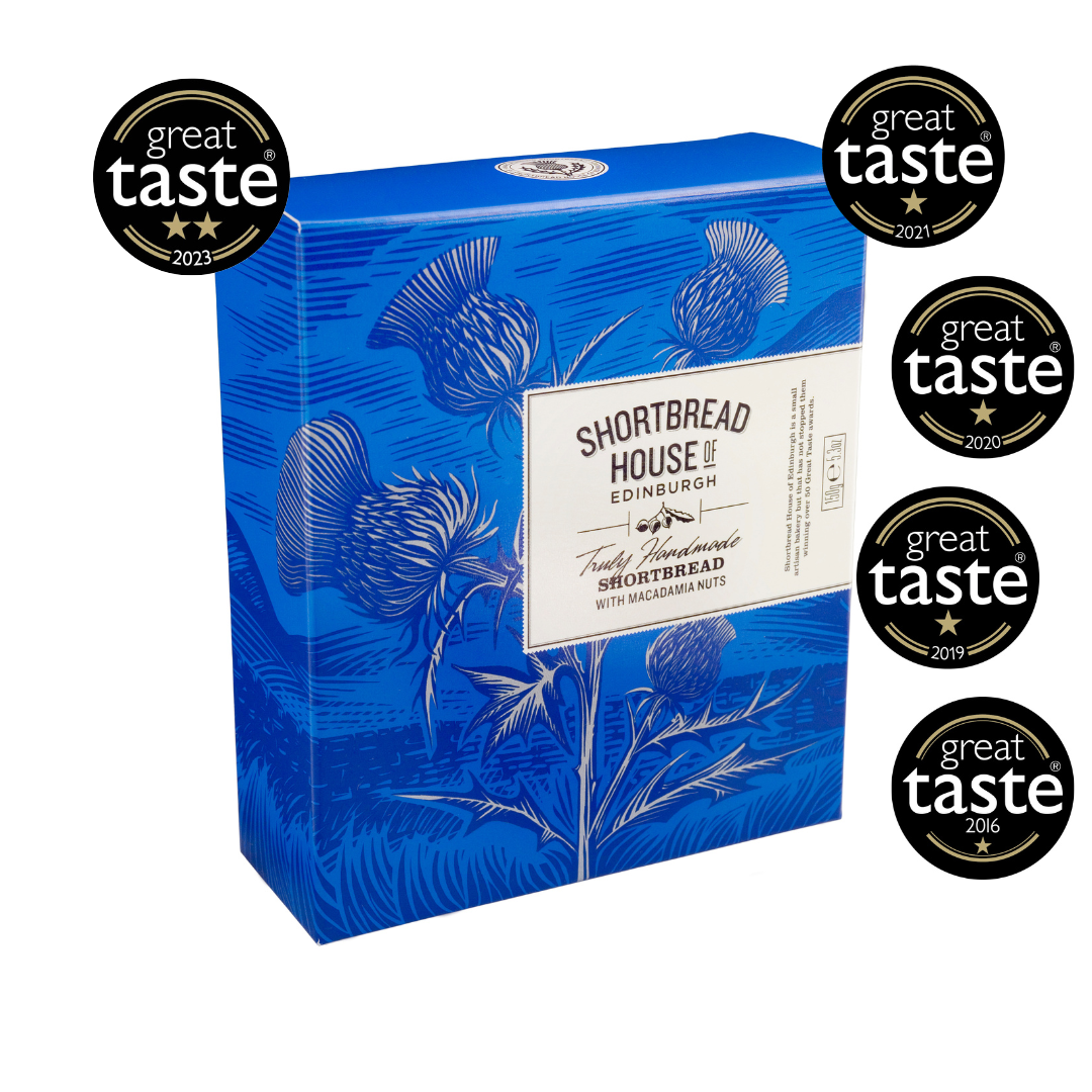 150g Box of Truly Handmade Mini Shortbread Biscuits with Macadamia Nuts