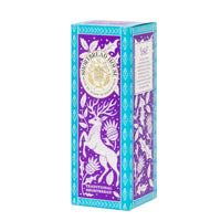 Blue and purple original shortbread box with a stag design.