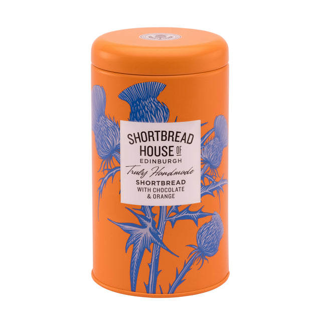 140g Tin of Truly Handmade Shortbread Biscuits with Dark Chocolate & Orange