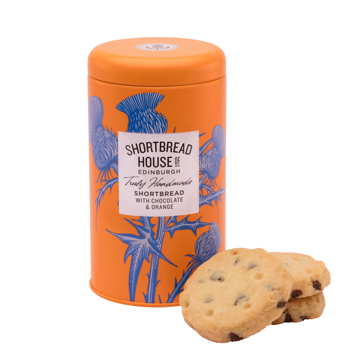 140g Tin of Truly Handmade Shortbread Biscuits with Dark Chocolate & Orange