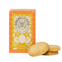 Box of Shortbread House lemon and ginger biscuits with cookies in front