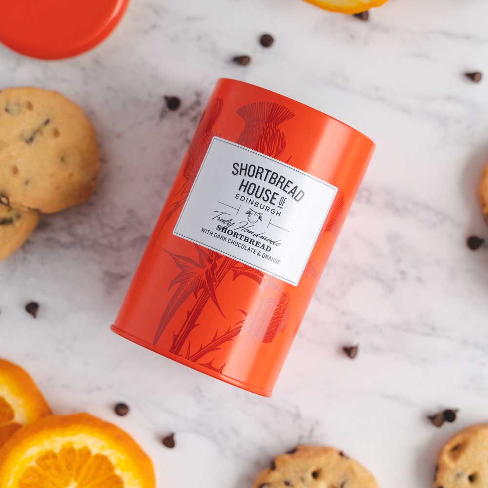 140g Tin of Truly Handmade Shortbread with Dark Chocolate & Orange ...