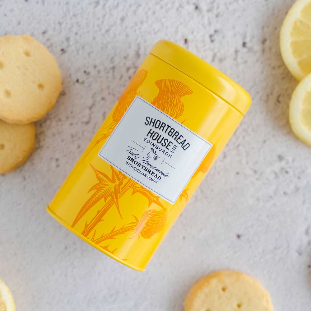 140g Tin Of Truly Handmade Shortbread Biscuits With Mediterranean Lemo 140g-tin-of-truly-handmade-shortbread-biscuits-with-mediterranean-lemo