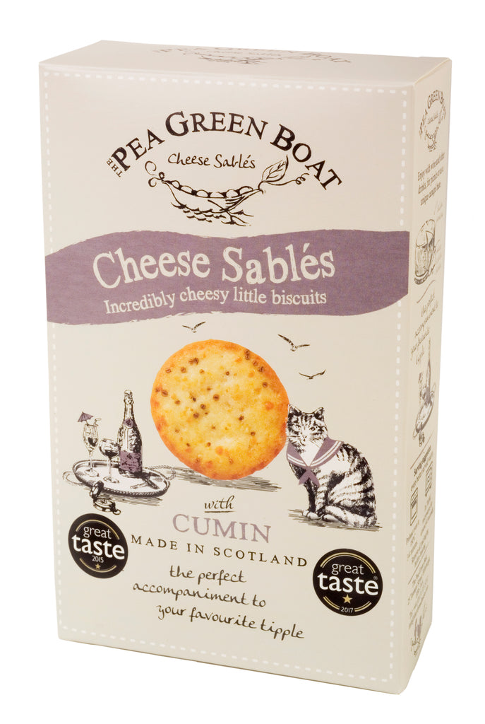 Pea Green Boat Cheese Sablés with cumin